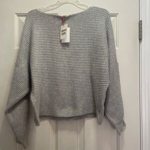 Nordstrom NWT Light Gray Off-the-Shoulder Sweater